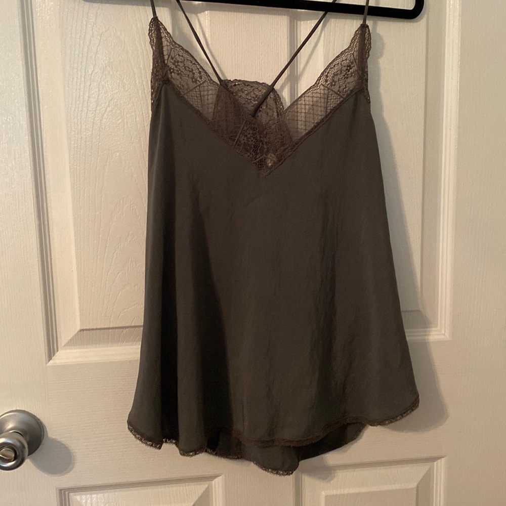 Grey LoveStitch tank top with lace detail